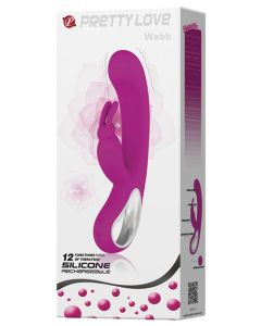 Pretty Love Webb Bunny Ears Rabbit w/Handle 12 Function - Fuchsia